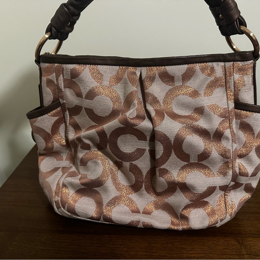 Coach Brown and Gold Patterned Tote
